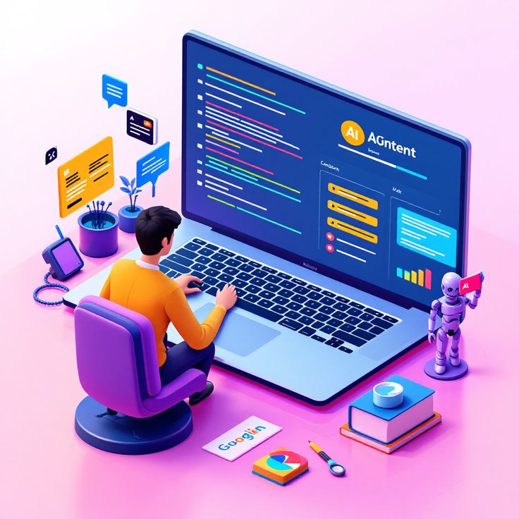 Modern market center building with a vibrant cityscape background.